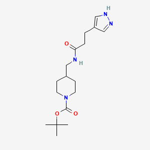 molecular formula C17H28N4O3 B6994186 tert-butyl 4-[[3-(1H-pyrazol-4-yl)propanoylamino]methyl]piperidine-1-carboxylate 