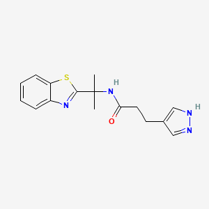 molecular formula C16H18N4OS B6994256 N-[2-(1,3-benzothiazol-2-yl)propan-2-yl]-3-(1H-pyrazol-4-yl)propanamide 