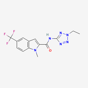 molecular formula C14H13F3N6O B6994334 N-(2-ethyltetrazol-5-yl)-1-methyl-5-(trifluoromethyl)indole-2-carboxamide 