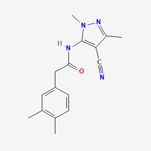 molecular formula C16H18N4O B6994383 N-(4-cyano-2,5-dimethylpyrazol-3-yl)-2-(3,4-dimethylphenyl)acetamide 