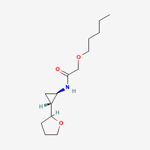 molecular formula C14H25NO3 B6994464 N-[(1R,2R)-2-(oxolan-2-yl)cyclopropyl]-2-pentoxyacetamide 