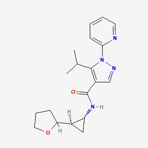 molecular formula C19H24N4O2 B6994479 N-[(1R,2R)-2-(oxolan-2-yl)cyclopropyl]-5-propan-2-yl-1-pyridin-2-ylpyrazole-4-carboxamide 