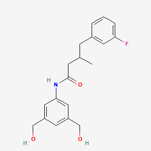 molecular formula C19H22FNO3 B6994593 N-[3,5-bis(hydroxymethyl)phenyl]-4-(3-fluorophenyl)-3-methylbutanamide 