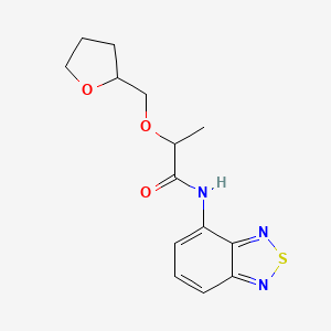 molecular formula C14H17N3O3S B6994607 N-(2,1,3-benzothiadiazol-4-yl)-2-(oxolan-2-ylmethoxy)propanamide 