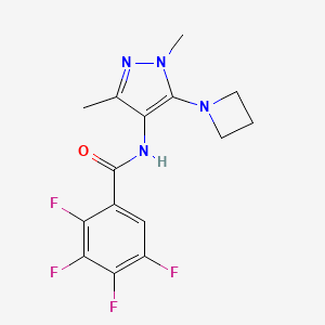 molecular formula C15H14F4N4O B6994641 N-[5-(azetidin-1-yl)-1,3-dimethylpyrazol-4-yl]-2,3,4,5-tetrafluorobenzamide 