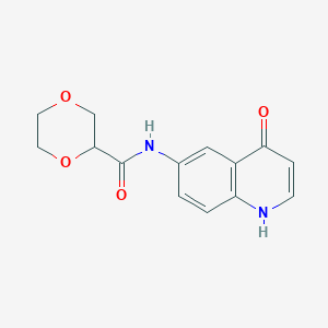 molecular formula C14H14N2O4 B6994703 N-(4-oxo-1H-quinolin-6-yl)-1,4-dioxane-2-carboxamide 