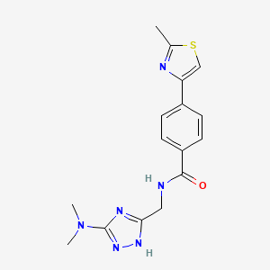 molecular formula C16H18N6OS B6994749 N-[[3-(dimethylamino)-1H-1,2,4-triazol-5-yl]methyl]-4-(2-methyl-1,3-thiazol-4-yl)benzamide 