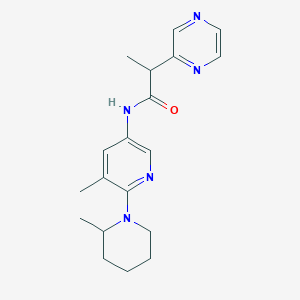 molecular formula C19H25N5O B6994764 N-[5-methyl-6-(2-methylpiperidin-1-yl)pyridin-3-yl]-2-pyrazin-2-ylpropanamide 