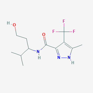 molecular formula C12H18F3N3O2 B6994816 N-(1-hydroxy-4-methylpentan-3-yl)-5-methyl-4-(trifluoromethyl)-1H-pyrazole-3-carboxamide 