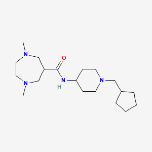 molecular formula C19H36N4O B6994845 N-[1-(cyclopentylmethyl)piperidin-4-yl]-1,4-dimethyl-1,4-diazepane-6-carboxamide 