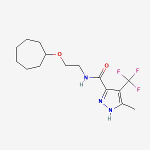 molecular formula C15H22F3N3O2 B6994848 N-(2-cycloheptyloxyethyl)-5-methyl-4-(trifluoromethyl)-1H-pyrazole-3-carboxamide 