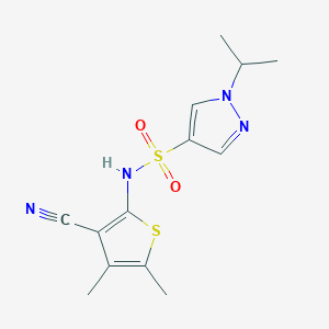 molecular formula C13H16N4O2S2 B6994859 N-(3-cyano-4,5-dimethylthiophen-2-yl)-1-propan-2-ylpyrazole-4-sulfonamide 