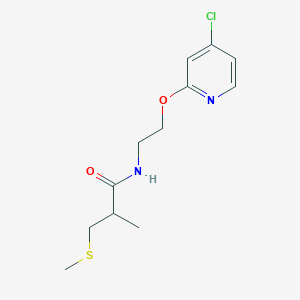 molecular formula C12H17ClN2O2S B6994922 N-[2-(4-chloropyridin-2-yl)oxyethyl]-2-methyl-3-methylsulfanylpropanamide 