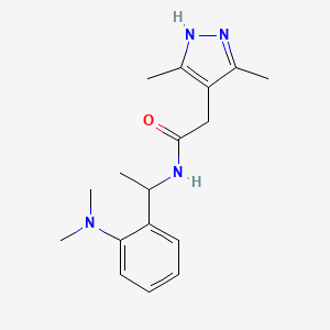molecular formula C17H24N4O B6995004 N-[1-[2-(dimethylamino)phenyl]ethyl]-2-(3,5-dimethyl-1H-pyrazol-4-yl)acetamide 
