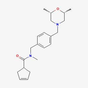 molecular formula C21H30N2O2 B6995135 N-[[4-[[(2S,6R)-2,6-dimethylmorpholin-4-yl]methyl]phenyl]methyl]-N-methylcyclopent-3-ene-1-carboxamide 