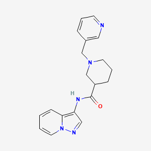 molecular formula C19H21N5O B6995233 N-pyrazolo[1,5-a]pyridin-3-yl-1-(pyridin-3-ylmethyl)piperidine-3-carboxamide 