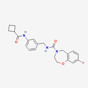 molecular formula C22H24FN3O3 B6995327 N-[[3-(cyclobutanecarbonylamino)phenyl]methyl]-8-fluoro-3,5-dihydro-2H-1,4-benzoxazepine-4-carboxamide 