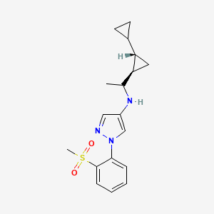 molecular formula C18H23N3O2S B6995446 N-[1-[(1R,2S)-2-cyclopropylcyclopropyl]ethyl]-1-(2-methylsulfonylphenyl)pyrazol-4-amine 