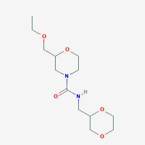 molecular formula C13H24N2O5 B6995454 N-(1,4-dioxan-2-ylmethyl)-2-(ethoxymethyl)morpholine-4-carboxamide 