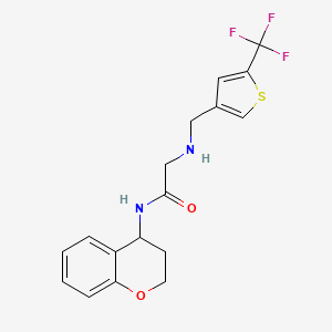 molecular formula C17H17F3N2O2S B6995514 N-(3,4-dihydro-2H-chromen-4-yl)-2-[[5-(trifluoromethyl)thiophen-3-yl]methylamino]acetamide 