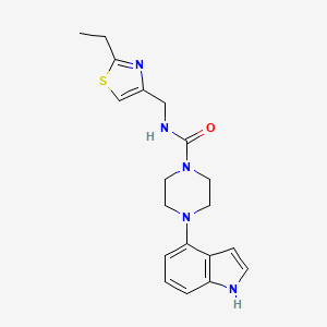 molecular formula C19H23N5OS B6995612 N-[(2-ethyl-1,3-thiazol-4-yl)methyl]-4-(1H-indol-4-yl)piperazine-1-carboxamide 