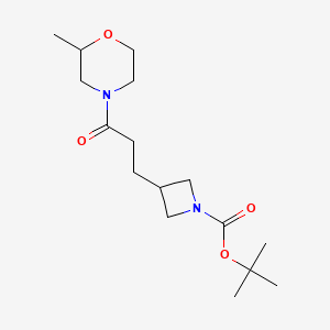 molecular formula C16H28N2O4 B6995702 Tert-butyl 3-[3-(2-methylmorpholin-4-yl)-3-oxopropyl]azetidine-1-carboxylate 