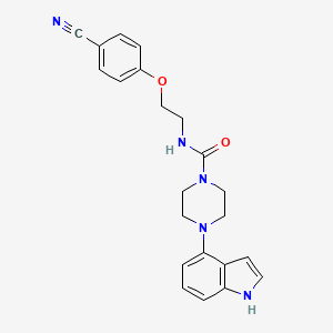 molecular formula C22H23N5O2 B6995808 N-[2-(4-cyanophenoxy)ethyl]-4-(1H-indol-4-yl)piperazine-1-carboxamide 