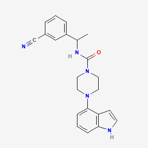 molecular formula C22H23N5O B6995850 N-[1-(3-cyanophenyl)ethyl]-4-(1H-indol-4-yl)piperazine-1-carboxamide 