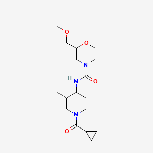 molecular formula C18H31N3O4 B6995920 N-[1-(cyclopropanecarbonyl)-3-methylpiperidin-4-yl]-2-(ethoxymethyl)morpholine-4-carboxamide 