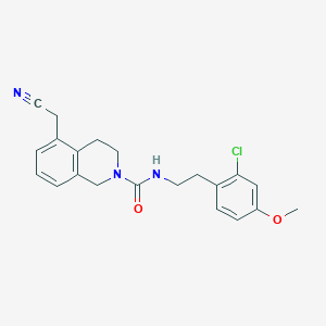 molecular formula C21H22ClN3O2 B6995931 N-[2-(2-chloro-4-methoxyphenyl)ethyl]-5-(cyanomethyl)-3,4-dihydro-1H-isoquinoline-2-carboxamide 