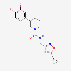 molecular formula C18H20F2N4O2 B6996048 N-[(5-cyclopropyl-1,2,4-oxadiazol-3-yl)methyl]-3-(3,4-difluorophenyl)piperidine-1-carboxamide 