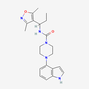 molecular formula C21H27N5O2 B6996052 N-[1-(3,5-dimethyl-1,2-oxazol-4-yl)propyl]-4-(1H-indol-4-yl)piperazine-1-carboxamide 