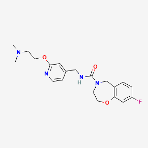 molecular formula C20H25FN4O3 B6996058 N-[[2-[2-(dimethylamino)ethoxy]pyridin-4-yl]methyl]-8-fluoro-3,5-dihydro-2H-1,4-benzoxazepine-4-carboxamide 