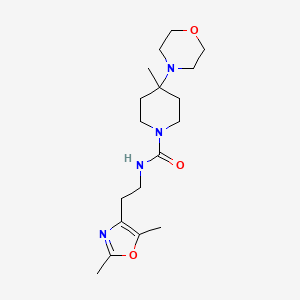 molecular formula C18H30N4O3 B6996079 N-[2-(2,5-dimethyl-1,3-oxazol-4-yl)ethyl]-4-methyl-4-morpholin-4-ylpiperidine-1-carboxamide 