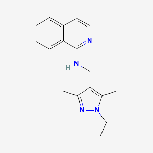 molecular formula C17H20N4 B6996221 N-[(1-ethyl-3,5-dimethylpyrazol-4-yl)methyl]isoquinolin-1-amine 