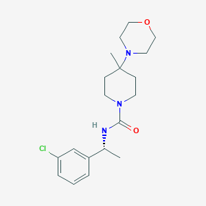 molecular formula C19H28ClN3O2 B6996267 N-[(1R)-1-(3-chlorophenyl)ethyl]-4-methyl-4-morpholin-4-ylpiperidine-1-carboxamide 