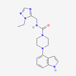 molecular formula C18H23N7O B6996335 N-[(2-ethyl-1,2,4-triazol-3-yl)methyl]-4-(1H-indol-4-yl)piperazine-1-carboxamide 