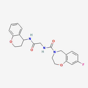 molecular formula C21H22FN3O4 B6996399 N-[2-(3,4-dihydro-2H-chromen-4-ylamino)-2-oxoethyl]-8-fluoro-3,5-dihydro-2H-1,4-benzoxazepine-4-carboxamide 