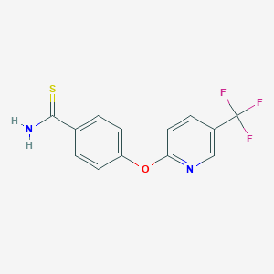 molecular formula C13H9F3N2OS B069964 4-[5-(Trifluoromethyl)pyrid-2-yloxy]thiobenzamide CAS No. 175277-02-8