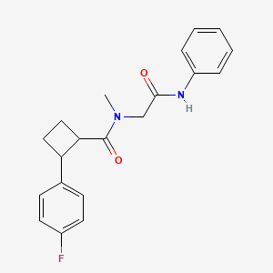 molecular formula C20H21FN2O2 B6996486 N-(2-anilino-2-oxoethyl)-2-(4-fluorophenyl)-N-methylcyclobutane-1-carboxamide 