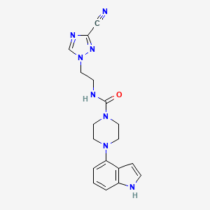 molecular formula C18H20N8O B6996594 N-[2-(3-cyano-1,2,4-triazol-1-yl)ethyl]-4-(1H-indol-4-yl)piperazine-1-carboxamide 