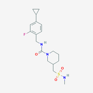 molecular formula C18H26FN3O3S B6996706 N-[(4-cyclopropyl-2-fluorophenyl)methyl]-3-(methylsulfamoylmethyl)piperidine-1-carboxamide 