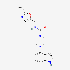 molecular formula C19H23N5O2 B6996804 N-[(2-ethyl-1,3-oxazol-5-yl)methyl]-4-(1H-indol-4-yl)piperazine-1-carboxamide 