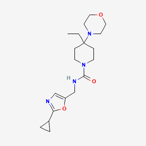 molecular formula C19H30N4O3 B6996817 N-[(2-cyclopropyl-1,3-oxazol-5-yl)methyl]-4-ethyl-4-morpholin-4-ylpiperidine-1-carboxamide 