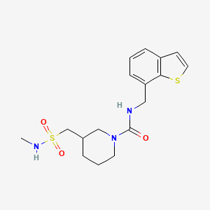molecular formula C17H23N3O3S2 B6997099 N-(1-benzothiophen-7-ylmethyl)-3-(methylsulfamoylmethyl)piperidine-1-carboxamide 