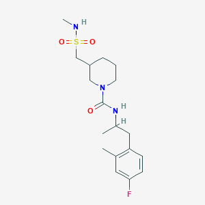 molecular formula C18H28FN3O3S B6997191 N-[1-(4-fluoro-2-methylphenyl)propan-2-yl]-3-(methylsulfamoylmethyl)piperidine-1-carboxamide 