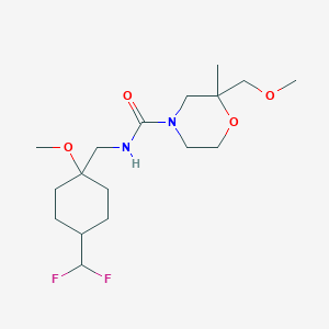 molecular formula C17H30F2N2O4 B6997237 N-[[4-(difluoromethyl)-1-methoxycyclohexyl]methyl]-2-(methoxymethyl)-2-methylmorpholine-4-carboxamide 