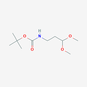 molecular formula C10H21NO4 B069973 Carbamic acid, (3,3-dimethoxypropyl)-, 1,1-dimethylethyl ester (9CI) CAS No. 180387-11-5