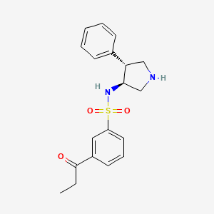 molecular formula C19H22N2O3S B6997349 N-[(3S,4R)-4-phenylpyrrolidin-3-yl]-3-propanoylbenzenesulfonamide 
