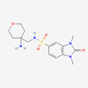 molecular formula C15H22N4O4S B6997401 N-[(4-aminooxan-4-yl)methyl]-1,3-dimethyl-2-oxobenzimidazole-5-sulfonamide 